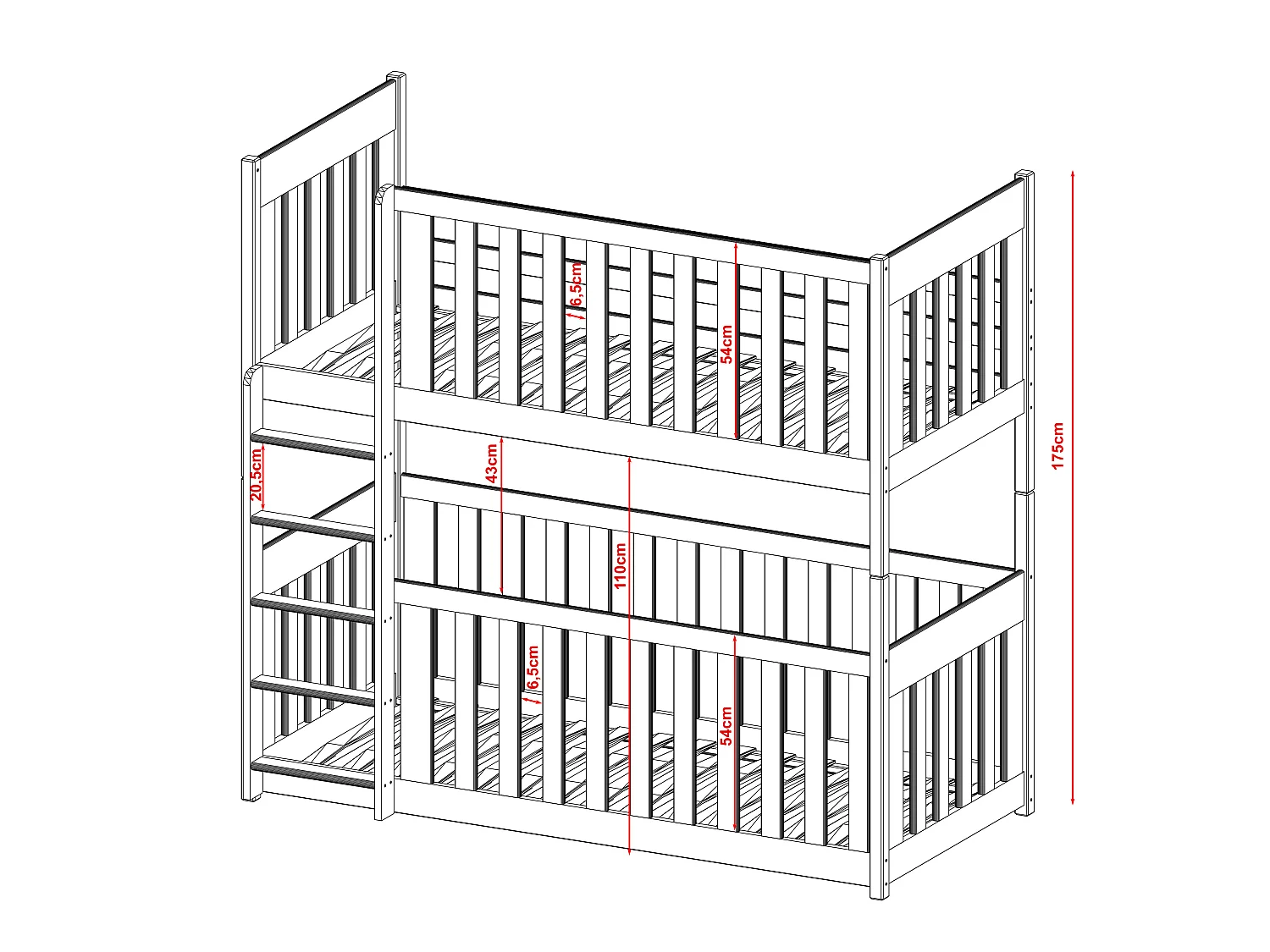 Etagenbett Konrad 80x200 Grau