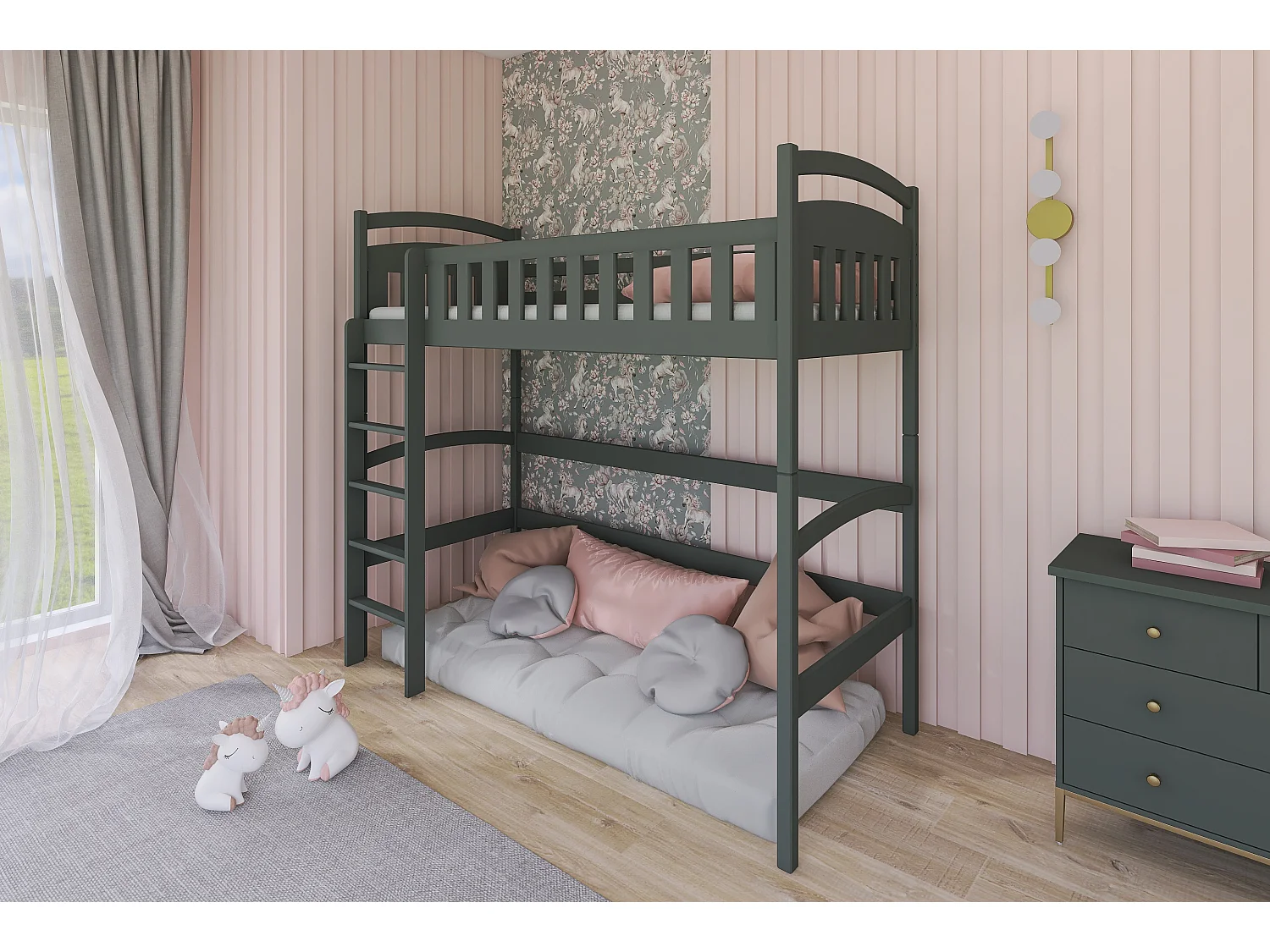 Lit superposé Mia 80x200 Gris