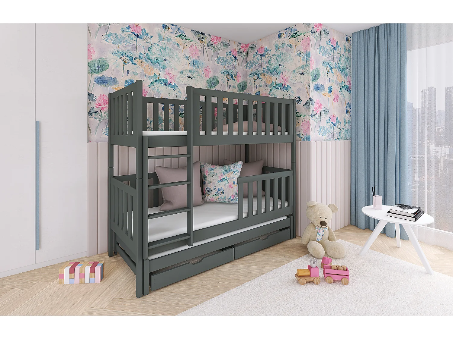 Lit superposé Lea 90x190 Gris