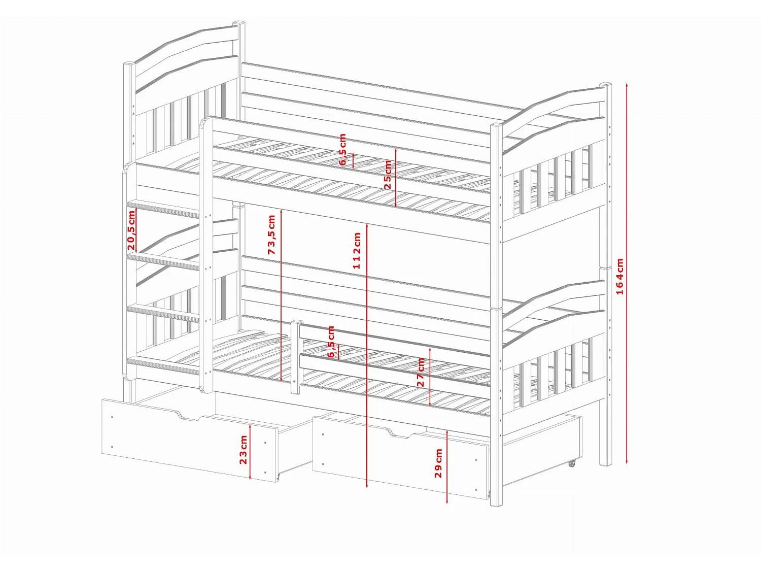 Lit superposé Gabi 80x180 Blanc
