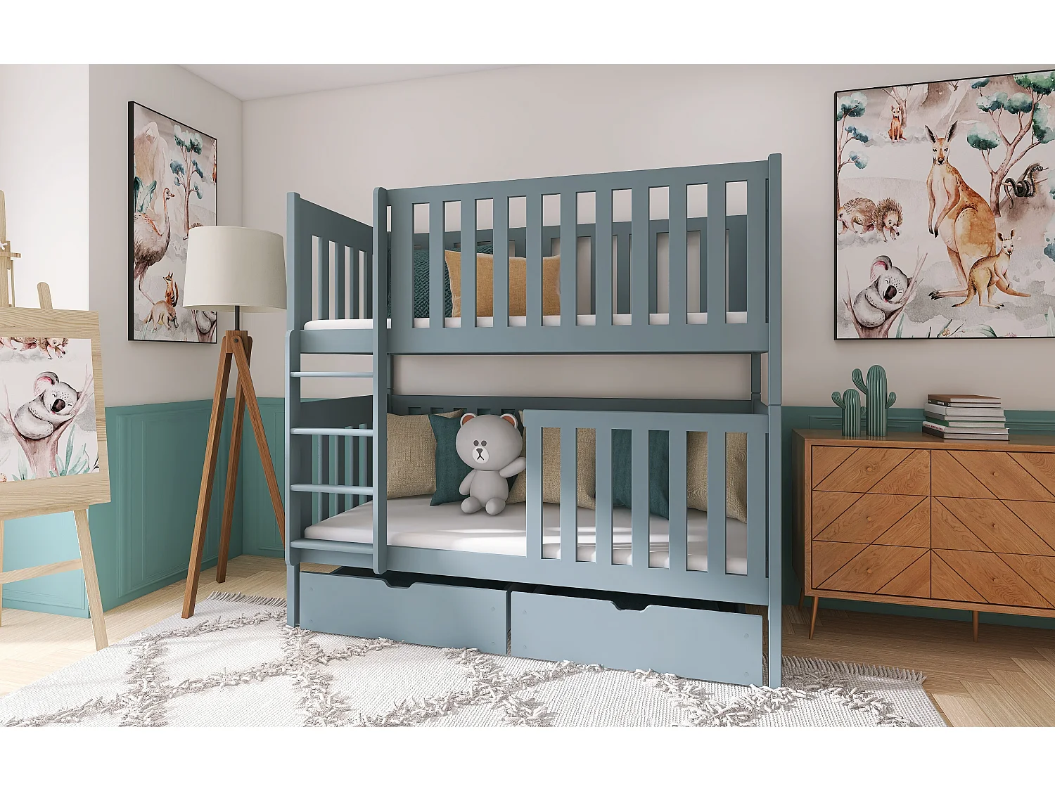 Letto a castello Dawid 90x190 Grigio