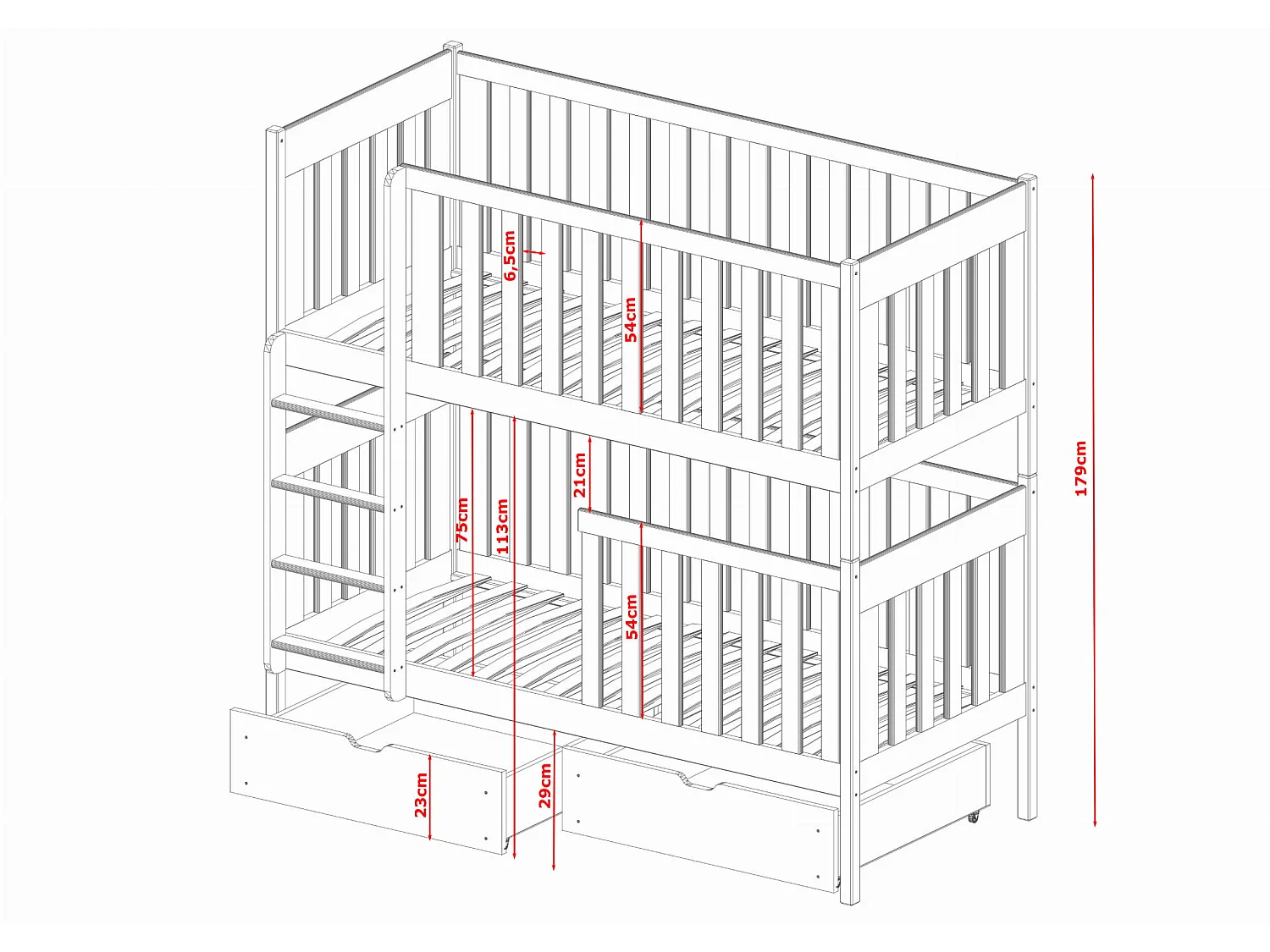 Lit superposé Dawid 90x190 Blanc