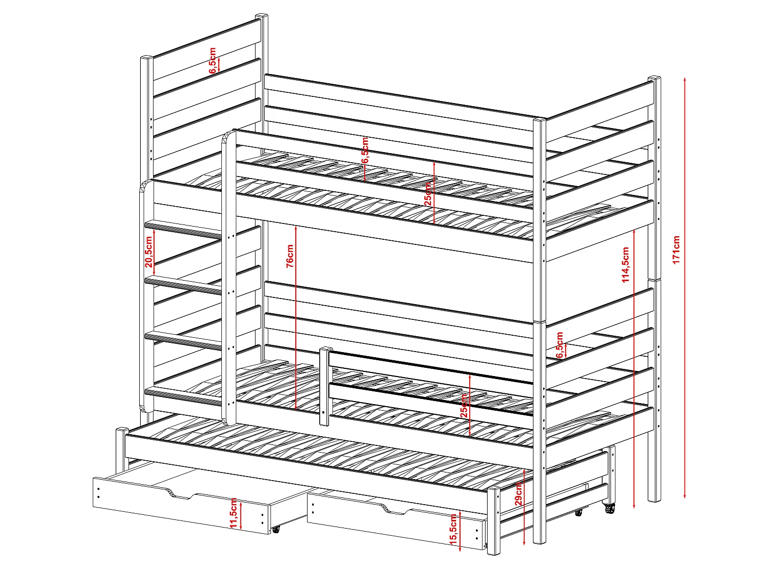 Letto a castello Tomi 90x190 Beige