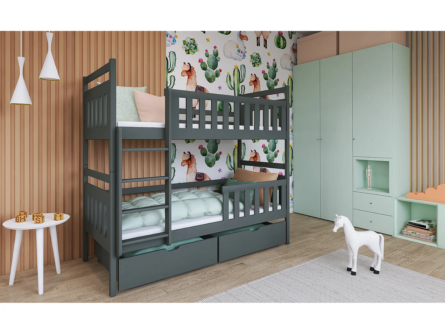 Etagenbett Monika 90x200 Grau