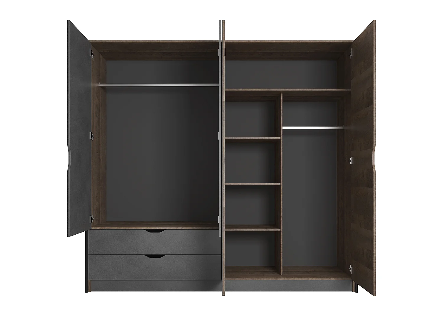 Armadio ad ante battenti ARDEN LED 220x57x205 Crema & Grigio