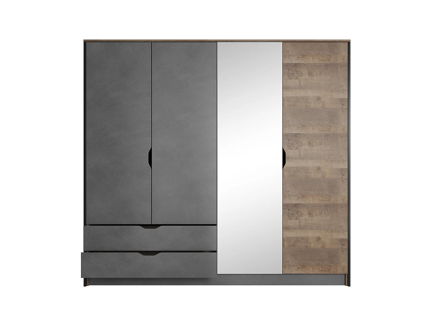 Armadio ad ante battenti ARDEN LED 220x57x205 Crema & Grigio