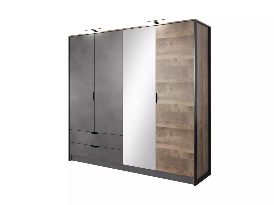 Kauf Unique Drehtürenschrank ARDEN LED 220x57x205 Creme & Grau