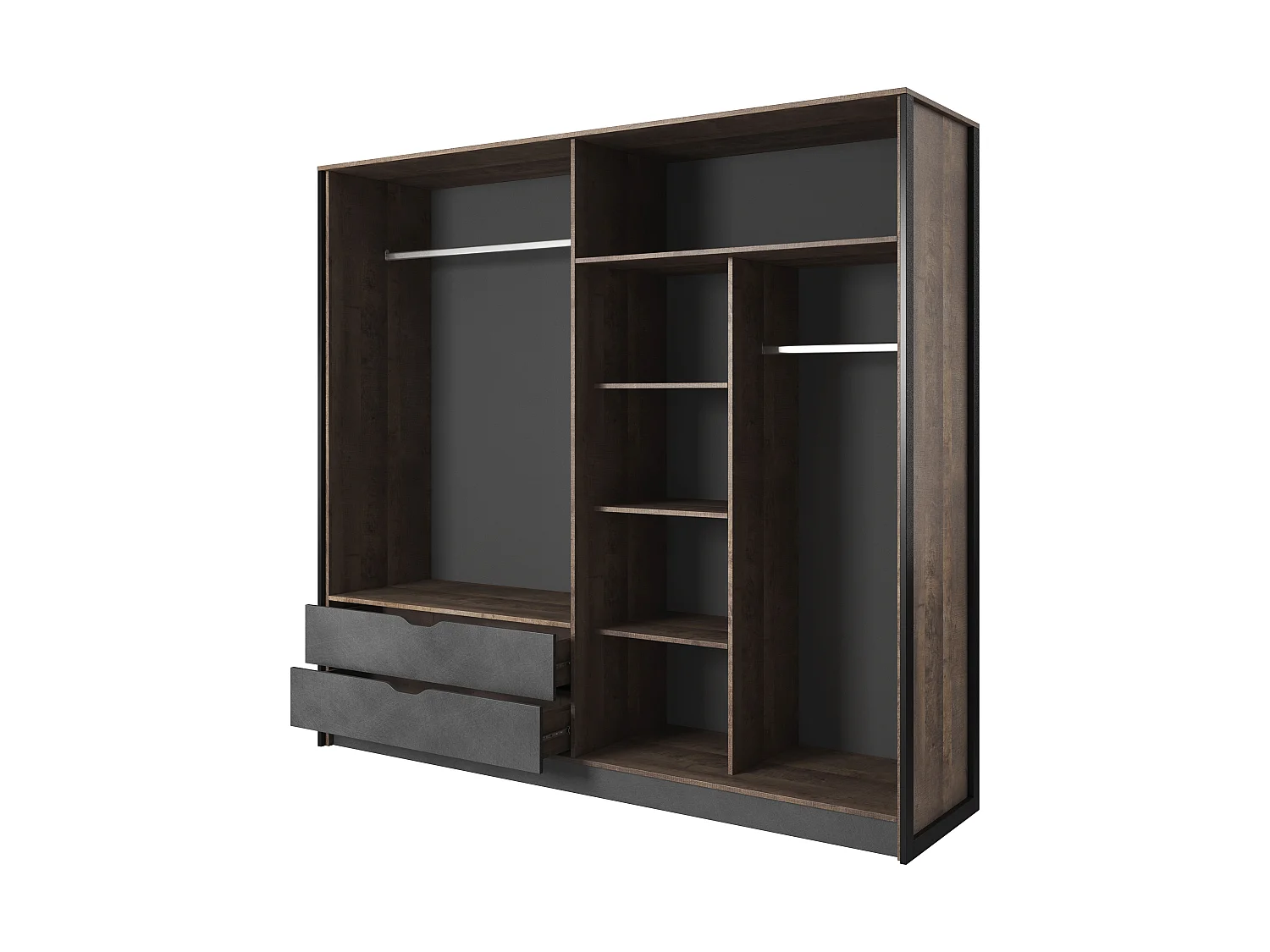 Armoire à portes battantes ARDEN LED 220x57x205 Crème & Gris