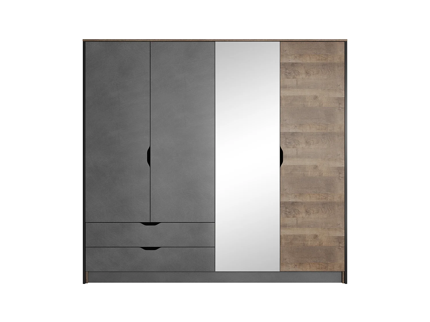 Armoire à portes battantes ARDEN LED 220x57x205 Crème & Gris