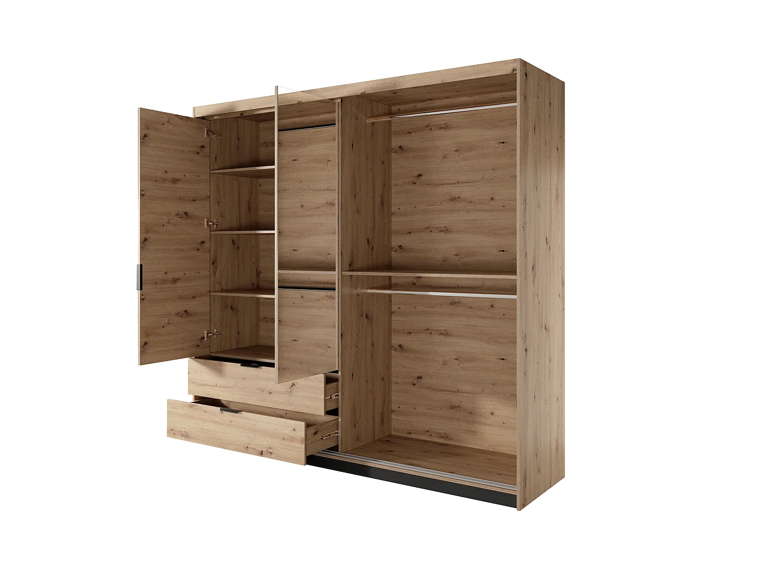 Armario de puertas batientes TALLY LED 220x60x211 Crema & Negro