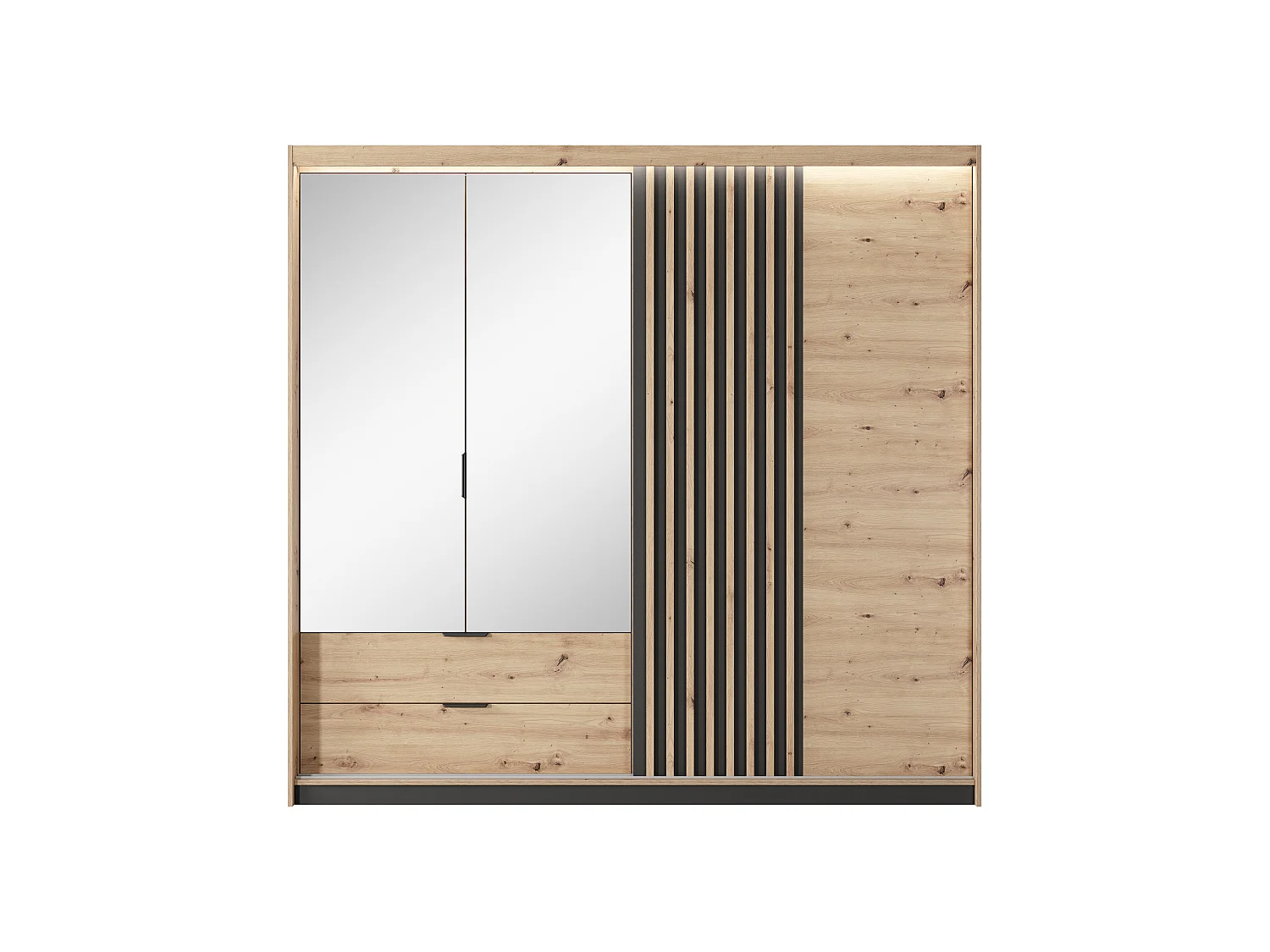 Armoire à portes battantes TALLY LED 220x60x211 Crème & Noir