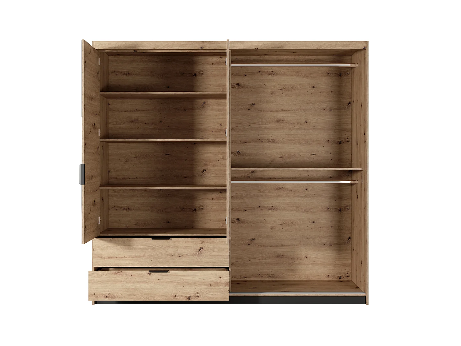 Armoire à portes battantes TALLY LED 220x60x211 Crème & Noir