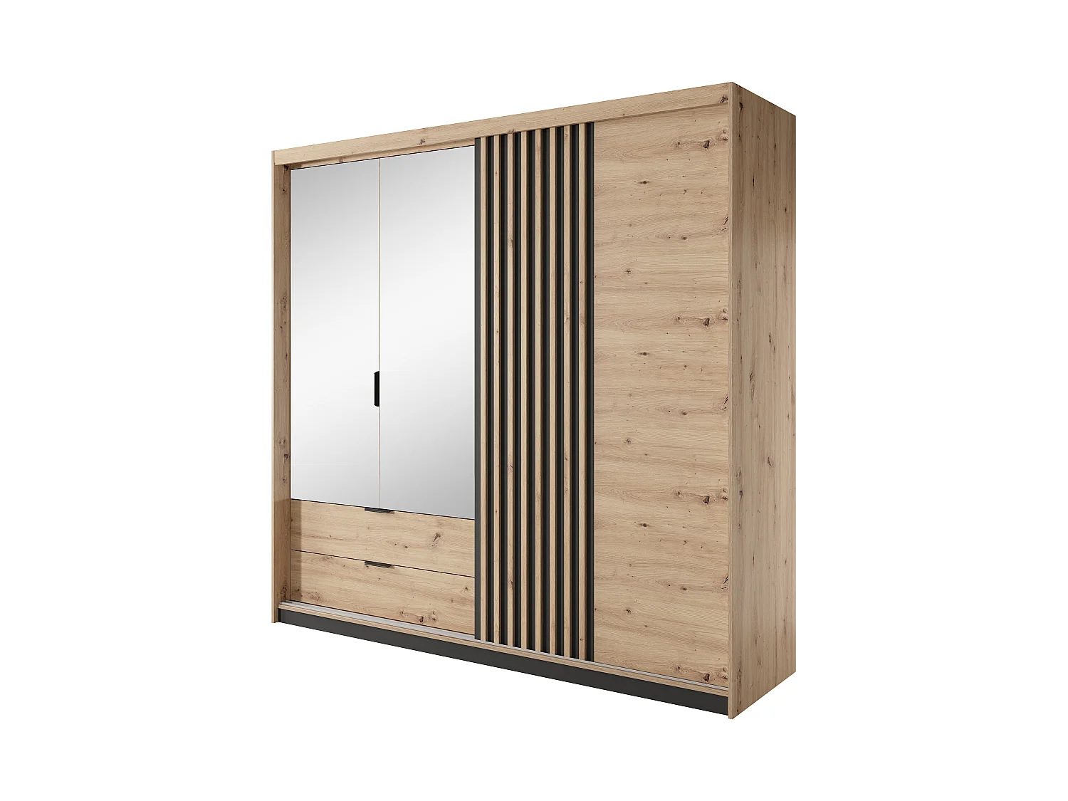 Armoire à portes battantes TALLY LED 220x60x211 Crème & Noir