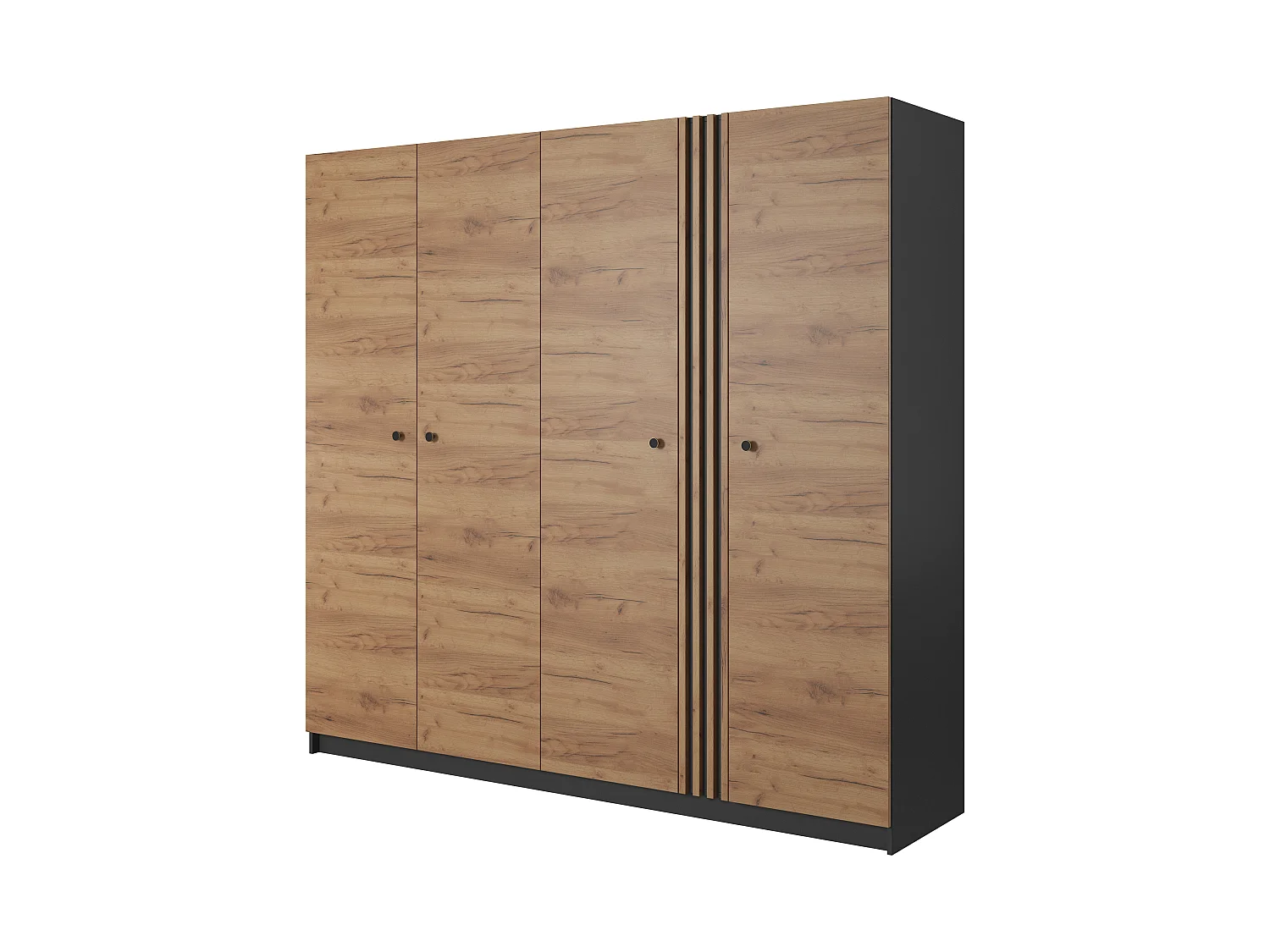 Armoire à portes battantes DECO LED 220x54x209 Crème & Gris
