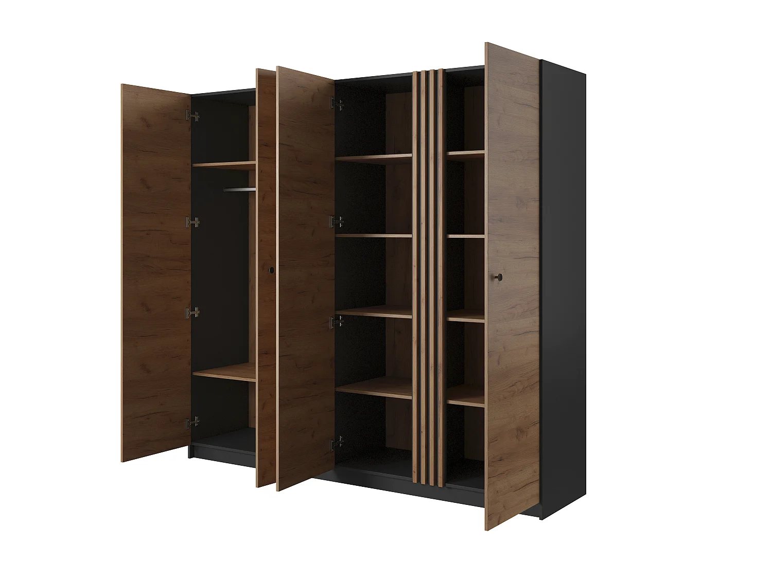 Armoire à portes battantes DECO LED 220x54x209 Crème & Gris