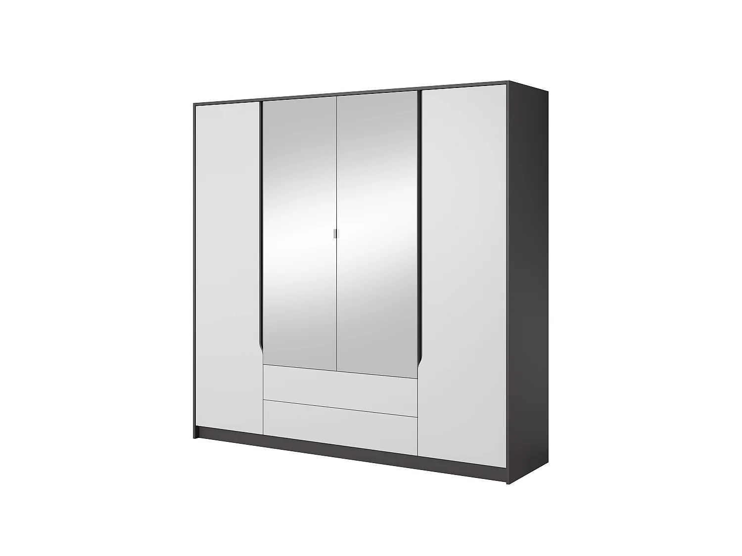 Armoire à portes battantes SEGA 200x57x202 Blanc & Gris