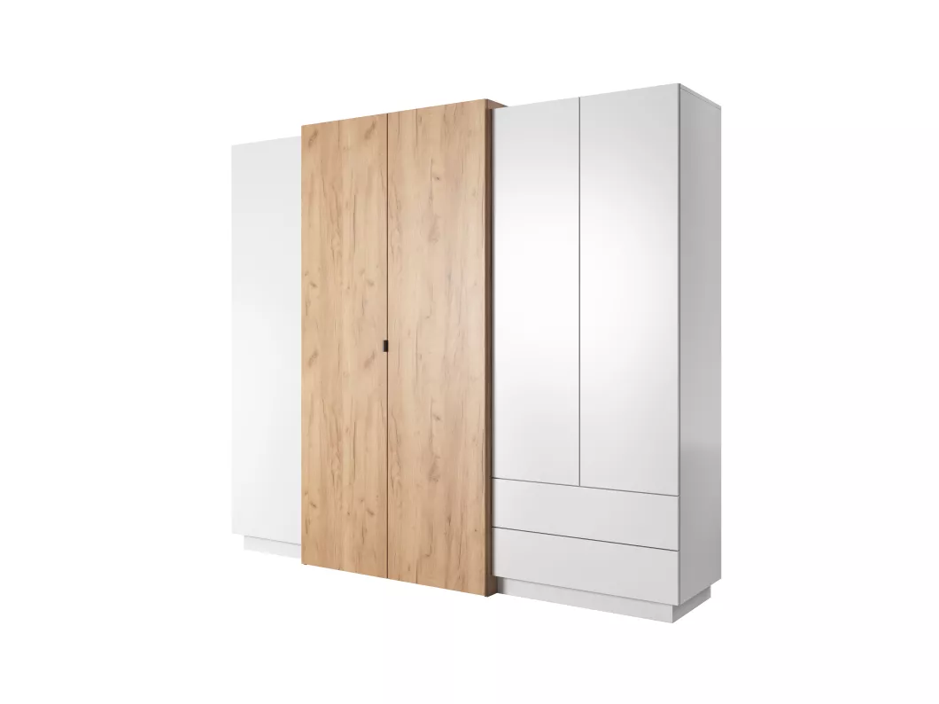 Kauf Unique Drehtürenschrank 3D B230 230x52x202 Weiß & Creme