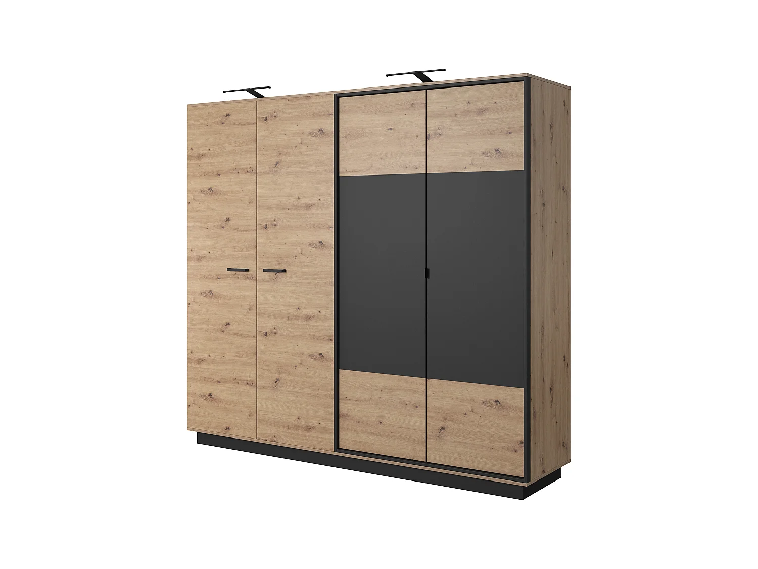 Armadio ad ante battenti NEST LED 220x54x202 Crema & Nero