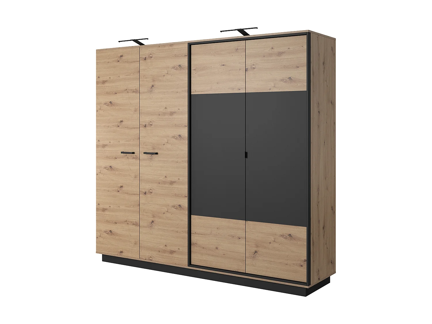 Armoire à portes battantes NEST LED 220x54x202 Crème & Noir