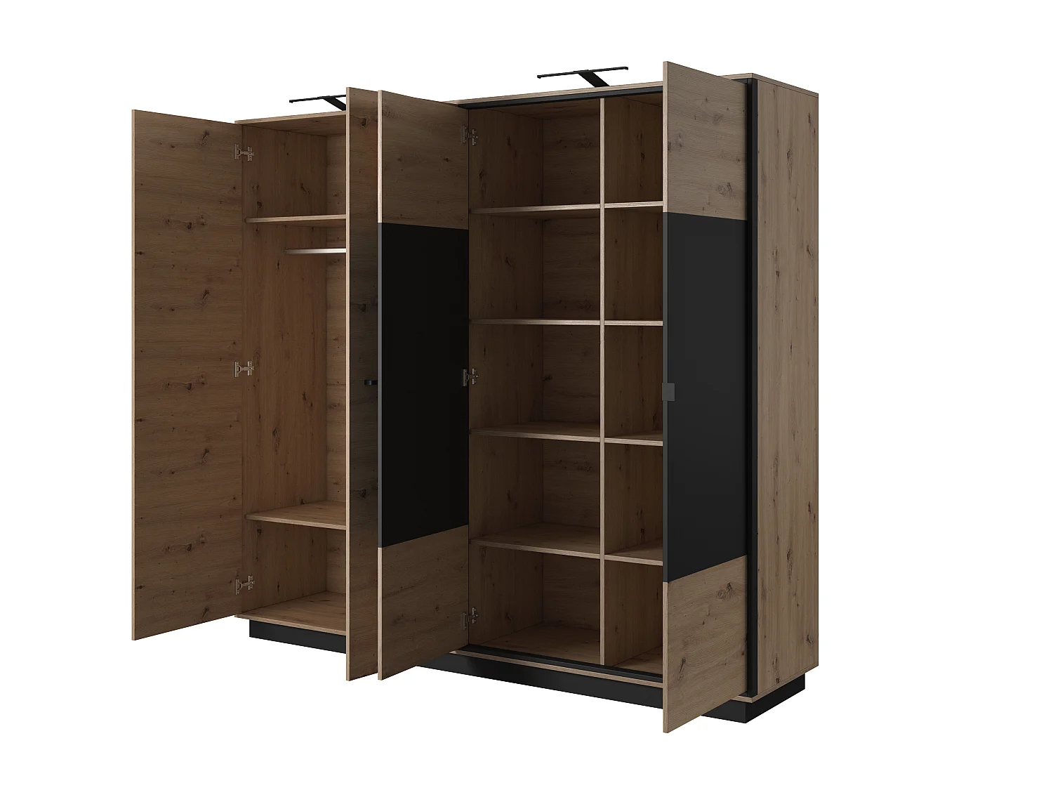 Armoire à portes battantes NEST LED 220x54x202 Crème & Noir