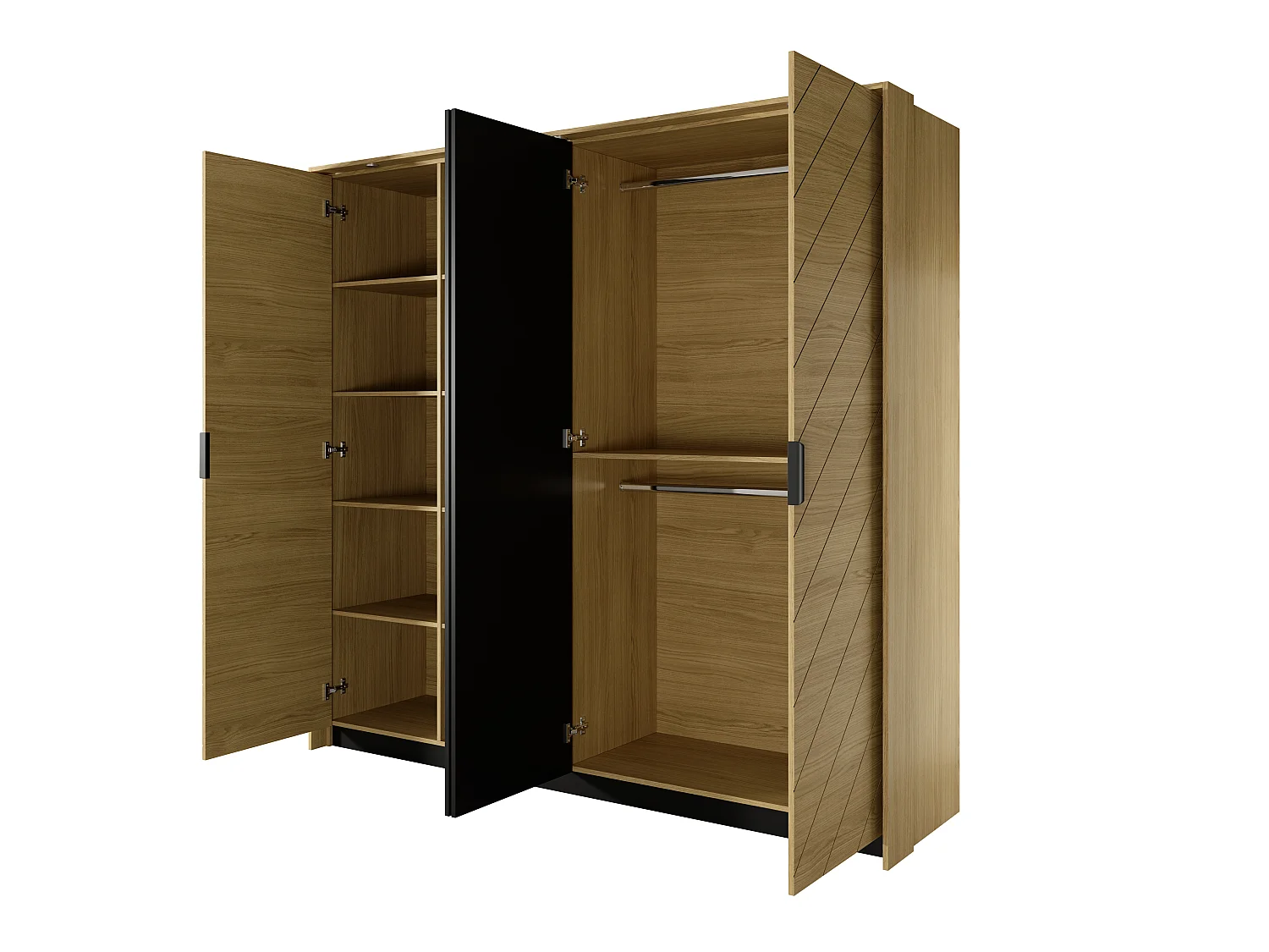 Armario con puertas batientes VERSO LED 224x60x211 Crema & Blanco