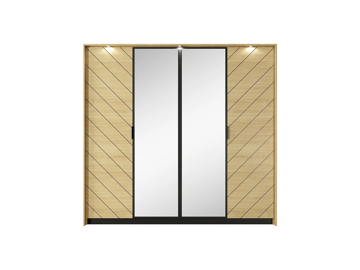Armadio ad ante battenti VERSO LED 224x60x211 Crema & Bianco
