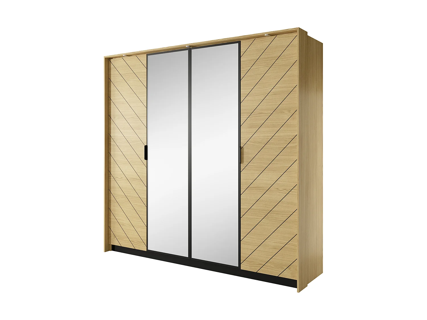 Armoire à portes battantes VERSO LED 224x60x211 Crème & Blanc