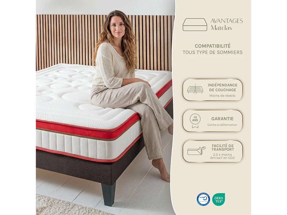 Matelas Suprême 160x200 cm - Mousse HD mémoire - Ép. 24 cm