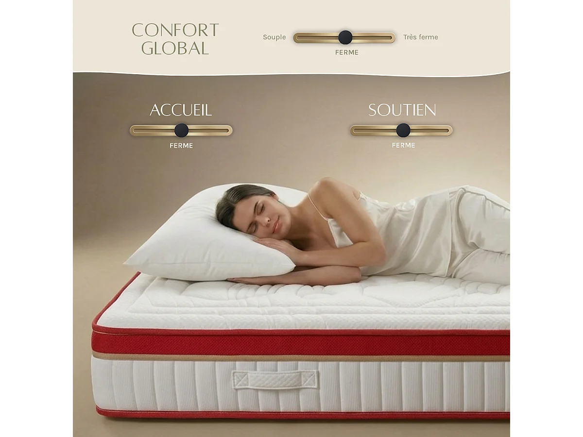 Matelas Suprême 160x200 cm - Mousse HD mémoire - Ép. 24 cm
