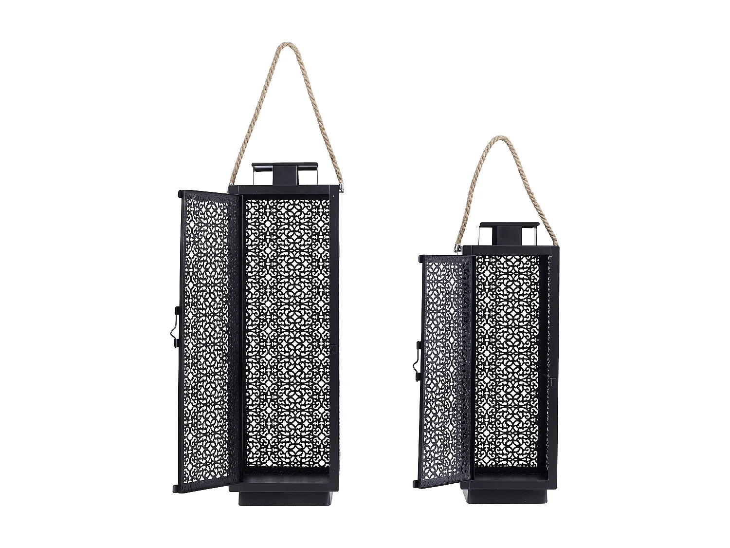 Lot de 2 Lanternes Déco "Ajouré" 59cm Noir