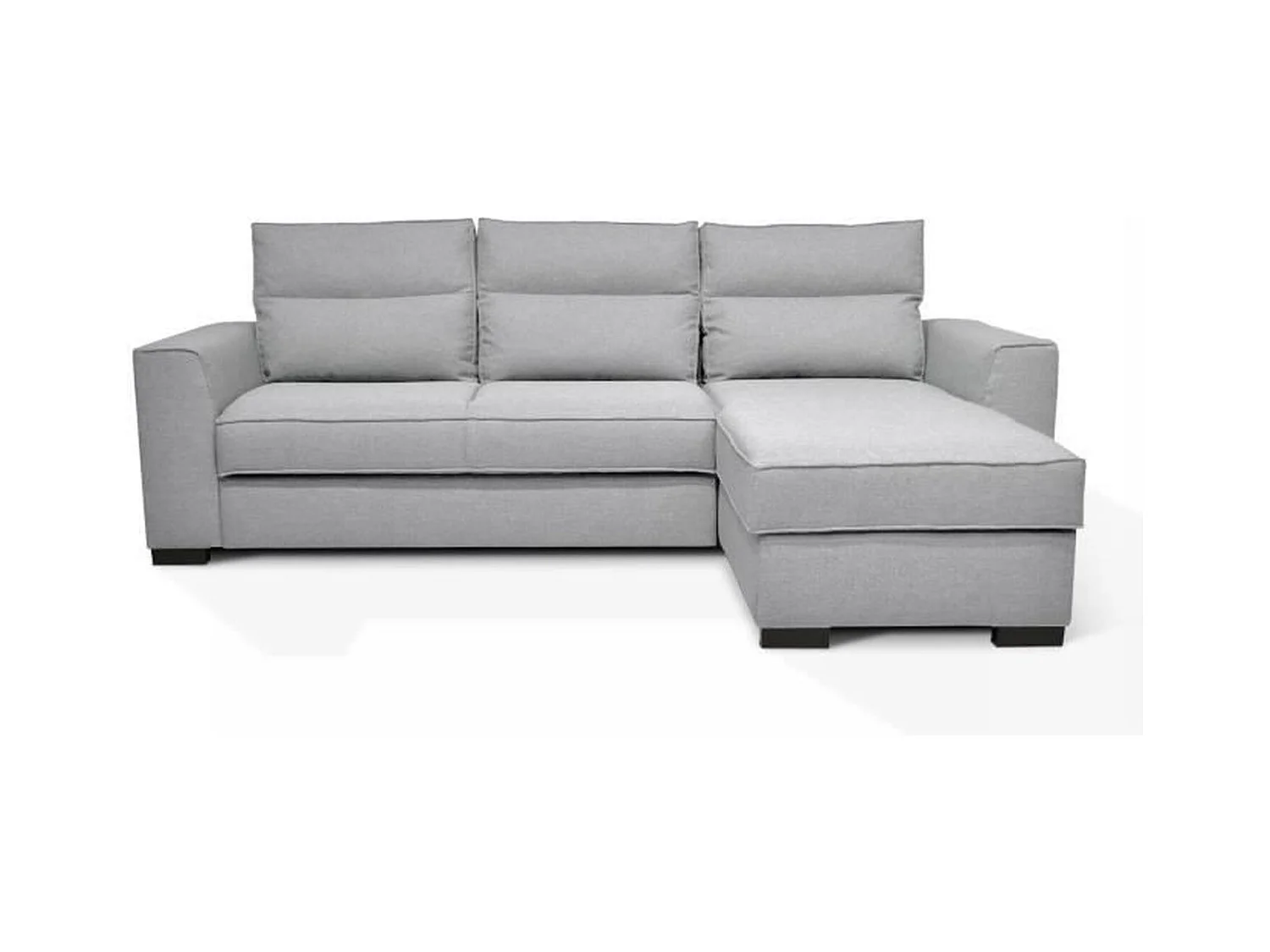 Canapé angle convertible réversible 4 places MONTREAL - Tissu gris clair - L 247 x P 158 x H 92 cm