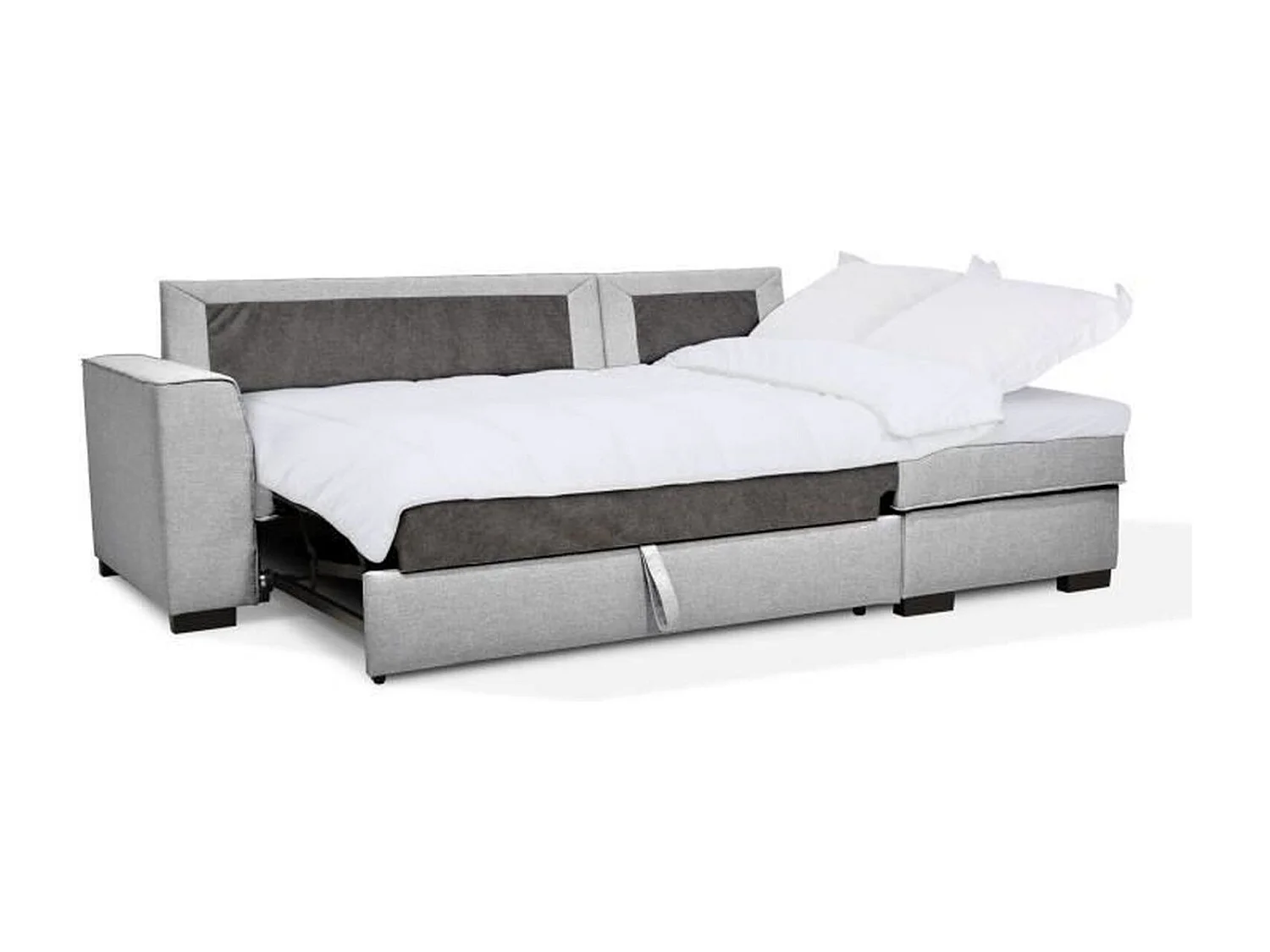 Canapé angle convertible réversible 4 places MONTREAL - Tissu gris clair - L 247 x P 158 x H 92 cm