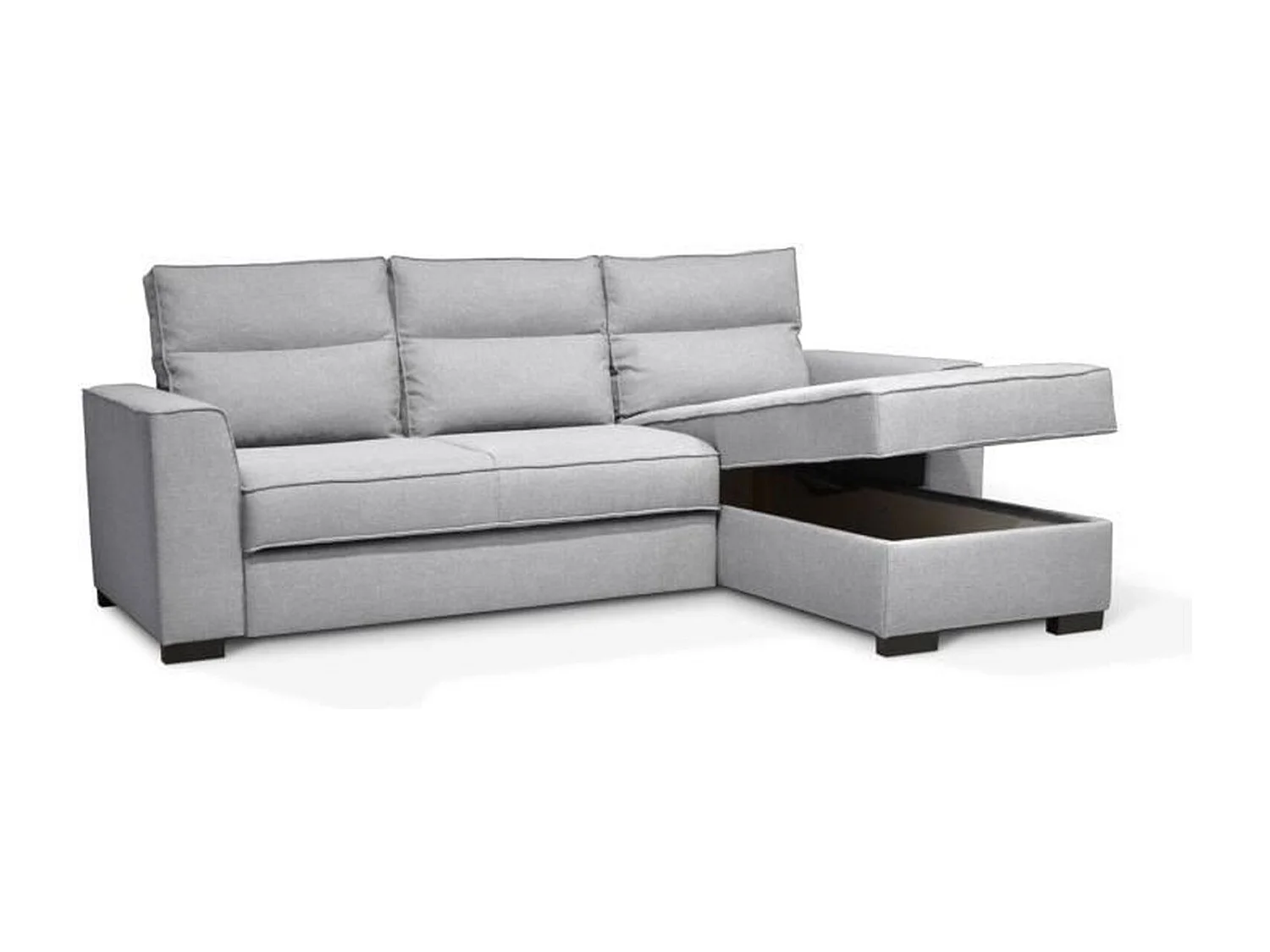 Canapé angle convertible réversible 4 places MONTREAL - Tissu gris clair - L 247 x P 158 x H 92 cm