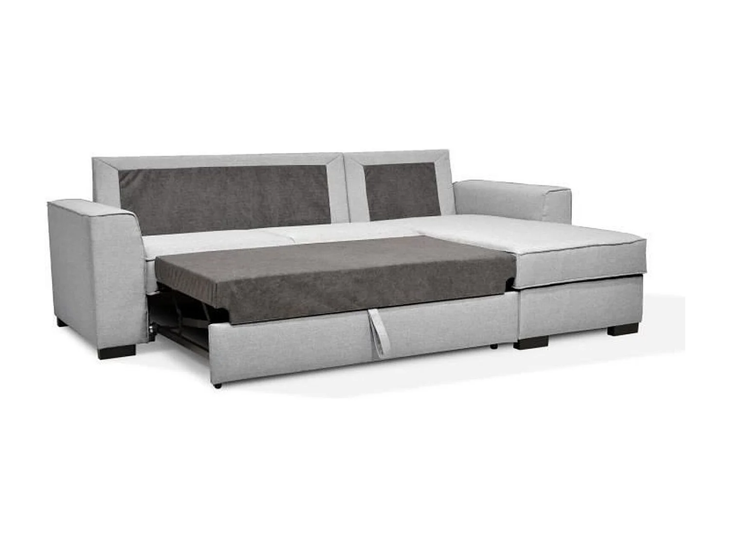 Canapé angle convertible réversible 4 places MONTREAL - Tissu gris clair - L 247 x P 158 x H 92 cm