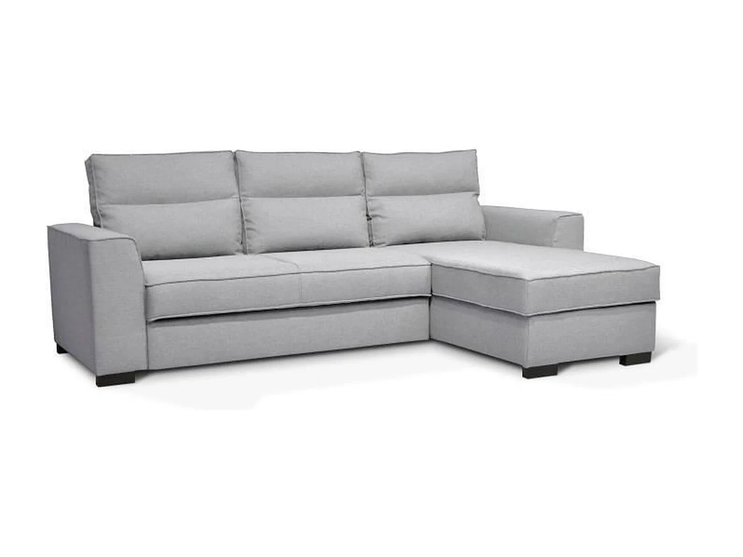 Canapé angle convertible réversible 4 places MONTREAL - Tissu gris clair - L 247 x P 158 x H 92 cm