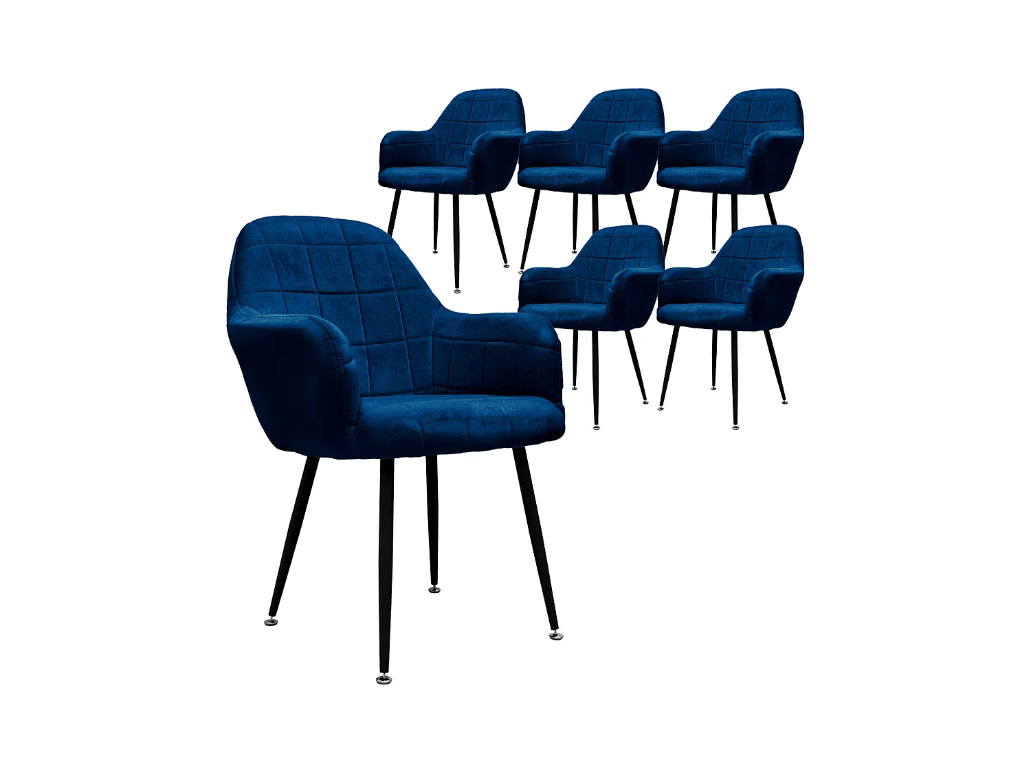 Ensemble de 6 chaises de salle à manger rétro en velours bleu foncé réglables en hauteur ML-DESIGN