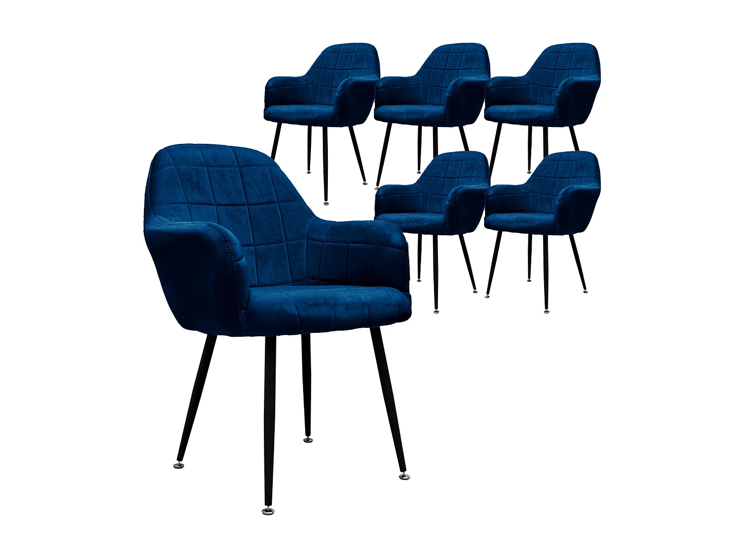 Juego de 6 sillas de comedor retro efecto terciopelo azul oscuro regulables en altura ML-DESIGN