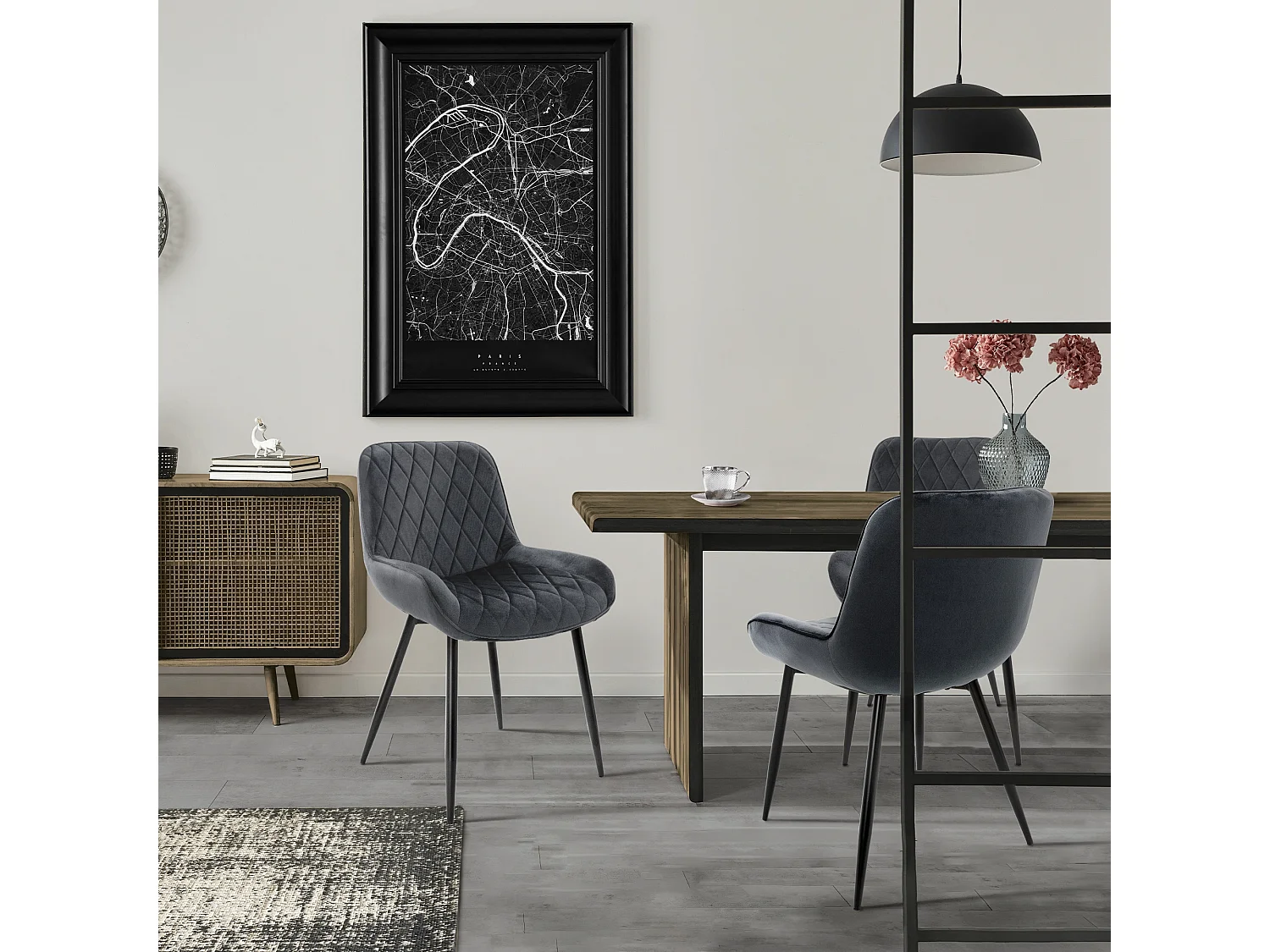 Set di 2 sedie sala da pranzo sedie soggiorno Sedia cucina velluto antracite