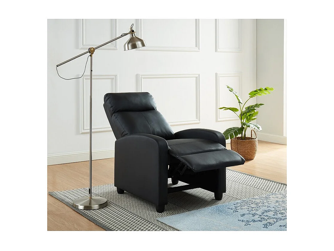 Fauteuil inclinable ALVA en PU noir fonction push back