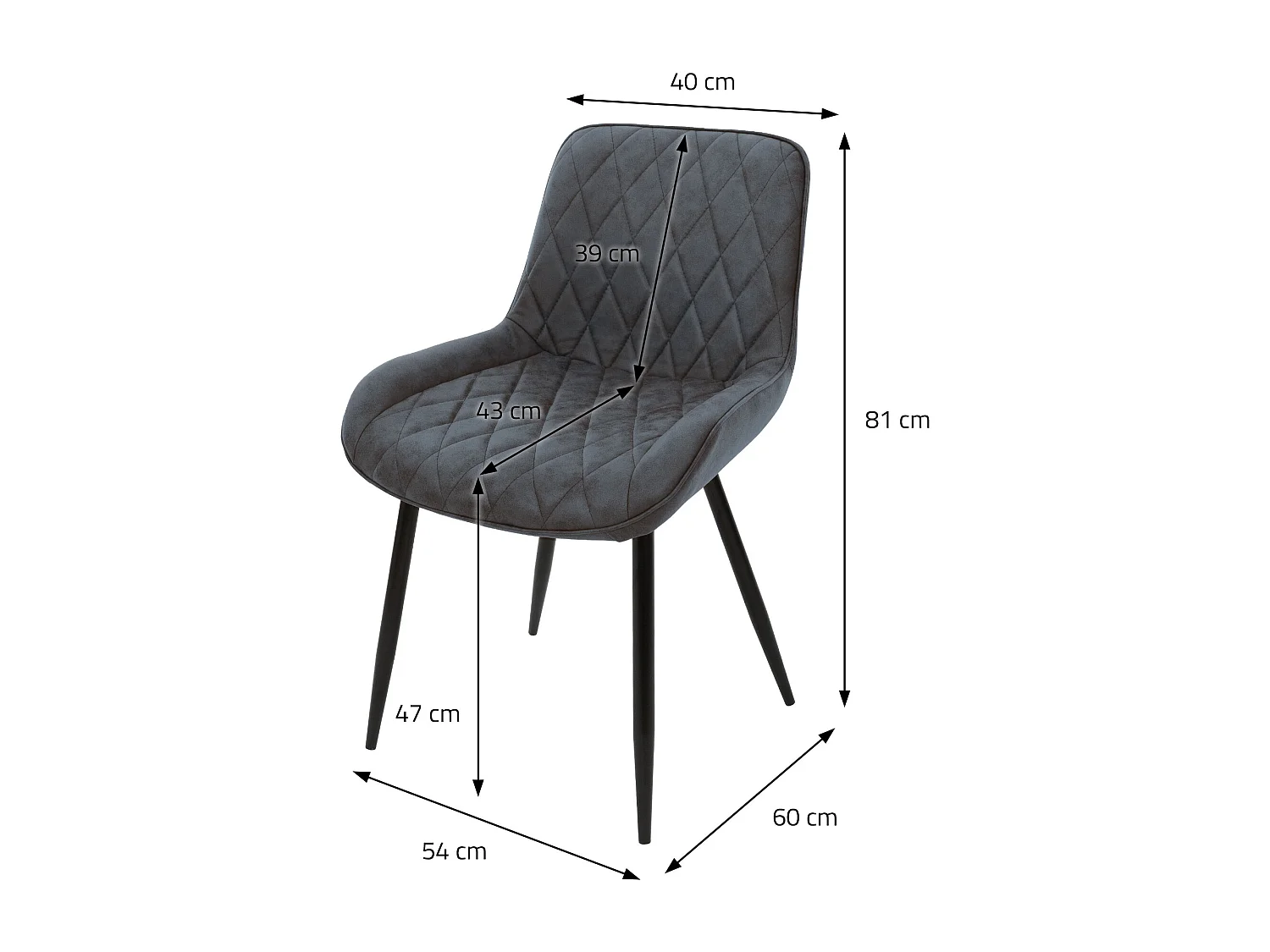 Lot de 2 chaises de salle à manger Chaise de salon Chaise de cuisine Anthracite Similicuir PU