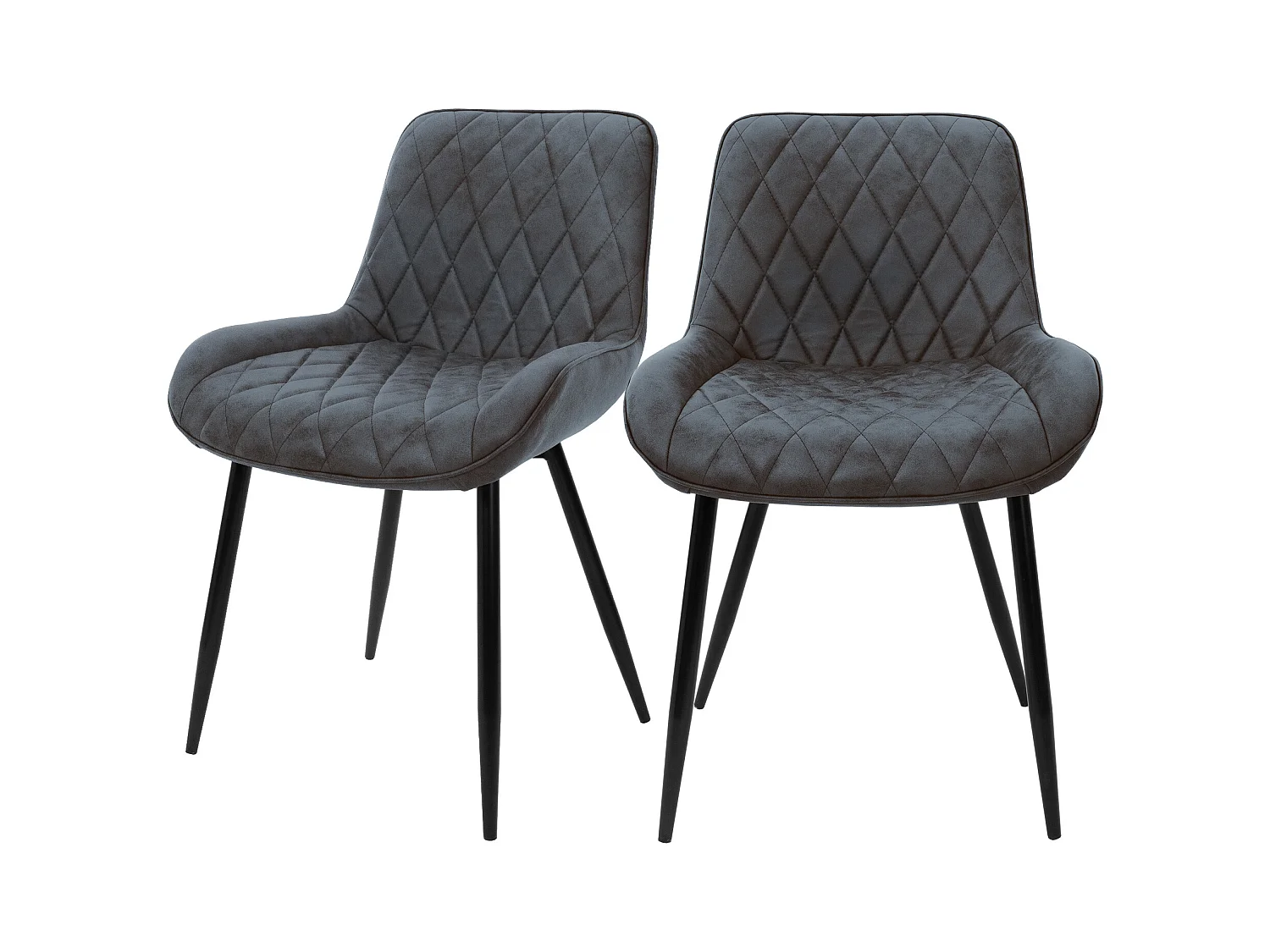 Lot de 2 chaises de salle à manger Chaise de salon Chaise de cuisine Anthracite Similicuir PU