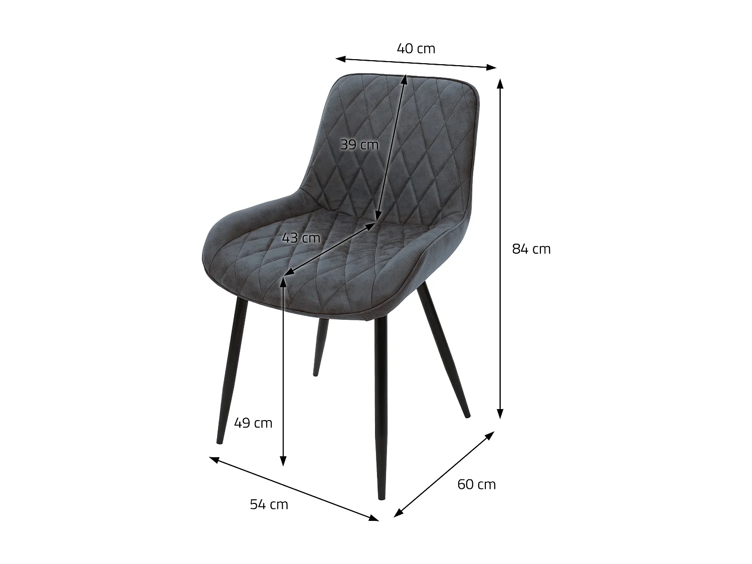 Set di 2 sedie da sala da pranzo sedie da soggiorno sedia da cucina antracite finta pelle PU