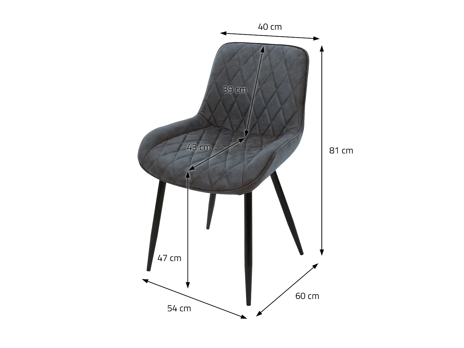 Set di 2 sedie da sala da pranzo sedie da soggiorno sedia da cucina antracite finta pelle PU