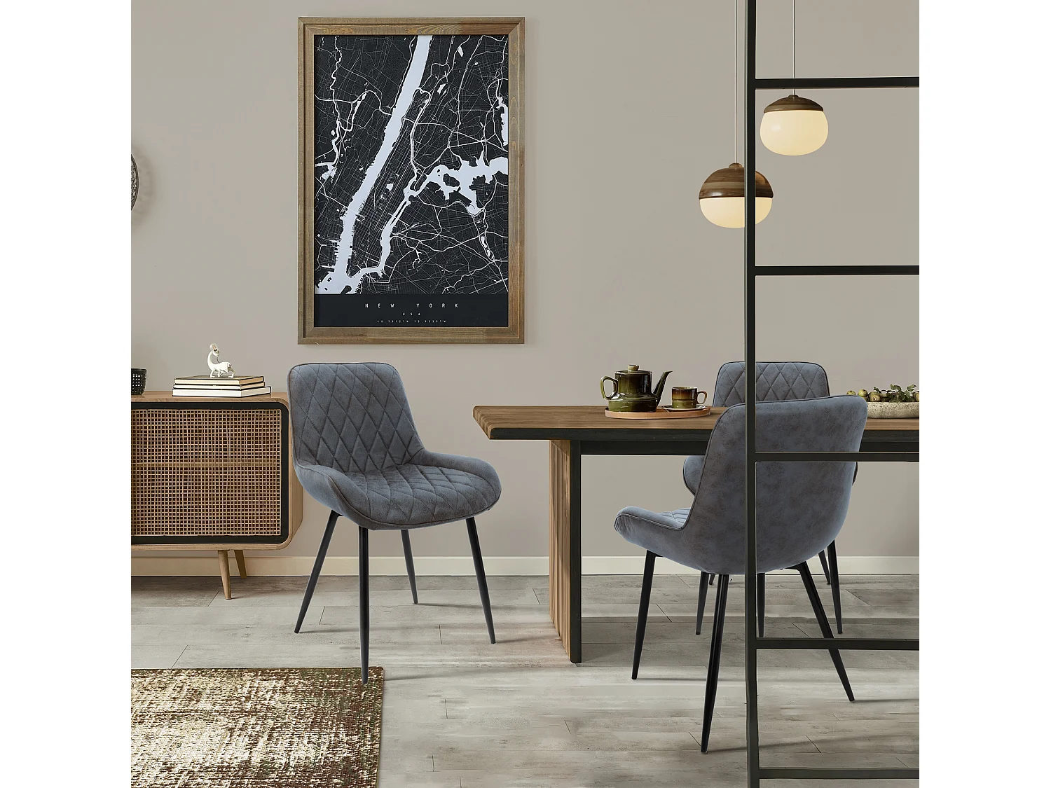Set di 2 sedie da sala da pranzo sedie da soggiorno sedia da cucina antracite finta pelle PU