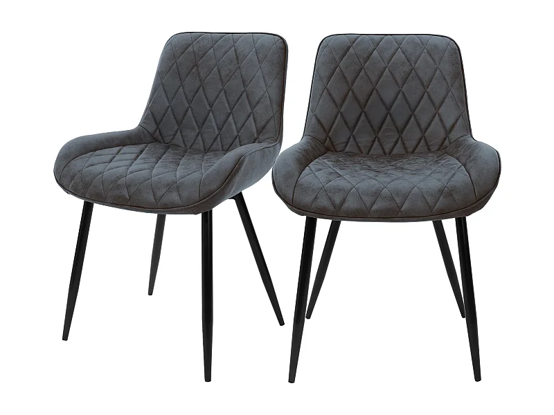 Lot de 2 chaises de salle à manger Chaise de salon Chaise de cuisine Anthracite Similicuir PU