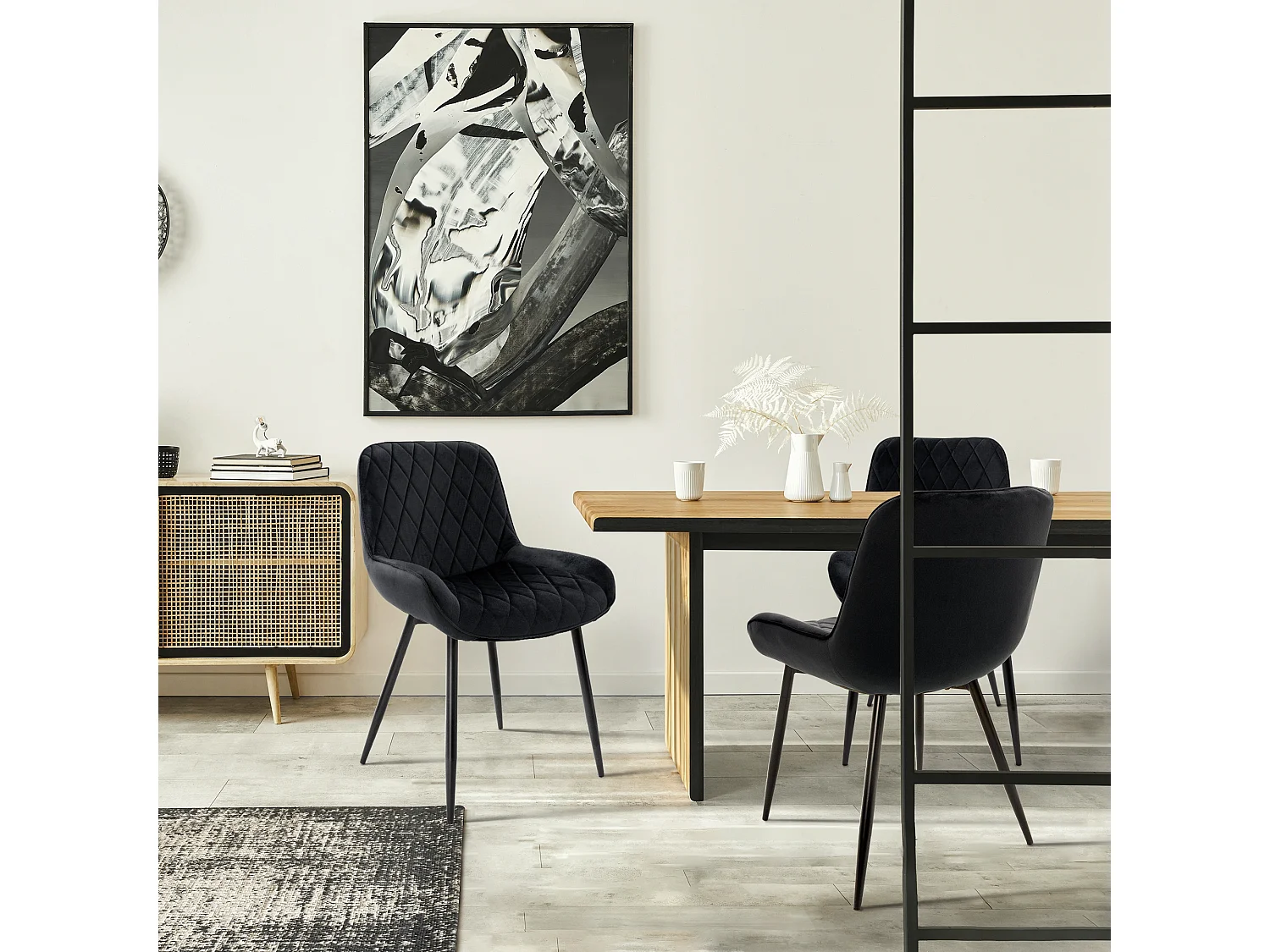Set di 2 sedie sala da pranzo sedie soggiorno sedia cucina velluto nero