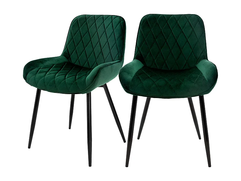 Lot de 2 chaises de salle à manger Chaise de salon Chaise de cuisine Vert foncé velours