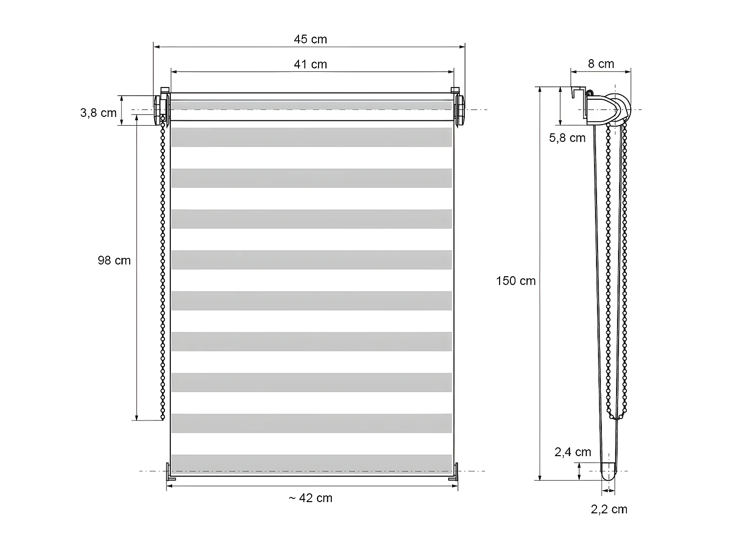 Pince store à enrouleur de fenêtre Duo Double Klemmfix 45 x 150 cm ECD Germany