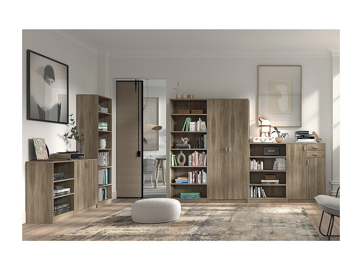 Commode TOLLY 2 portes, 85 cm coloris chêne sonoma