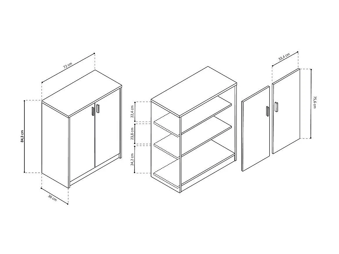 Commode TOLLY 2 portes, 85 cm coloris chêne sonoma
